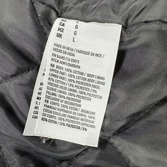 American Eagle Sherpa Lined Canvas Jacket Olive Green Plaid Hood L - Picture 11 of 13